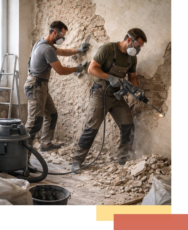 Демонтаж штукатурки со стен в Сызрани быстро и аккуратно