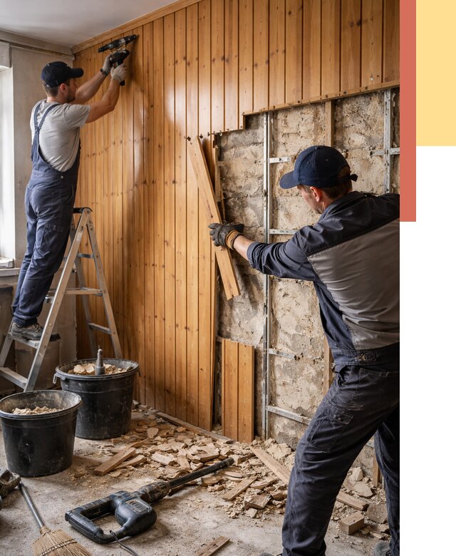 Демонтаж вагонки со стен в Сызрани от 1469 руб. — снятие, удаление, срочно | ОТДЕЛОЧНИК-Сзр