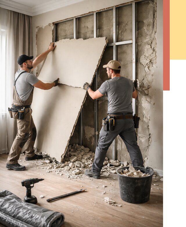 Демонтаж гипсокартона со стен в Сызрани от 355 руб. — услуги демонтажа | ОТДЕЛОЧНИК-Сзр