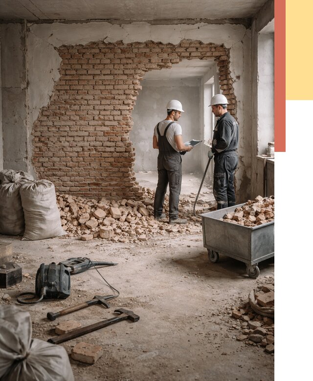 Демонтаж кирпичных стен в Сызрани от 4255 руб. — быстро, недорого, под ключ | ОТДЕЛОЧНИК-Сзр