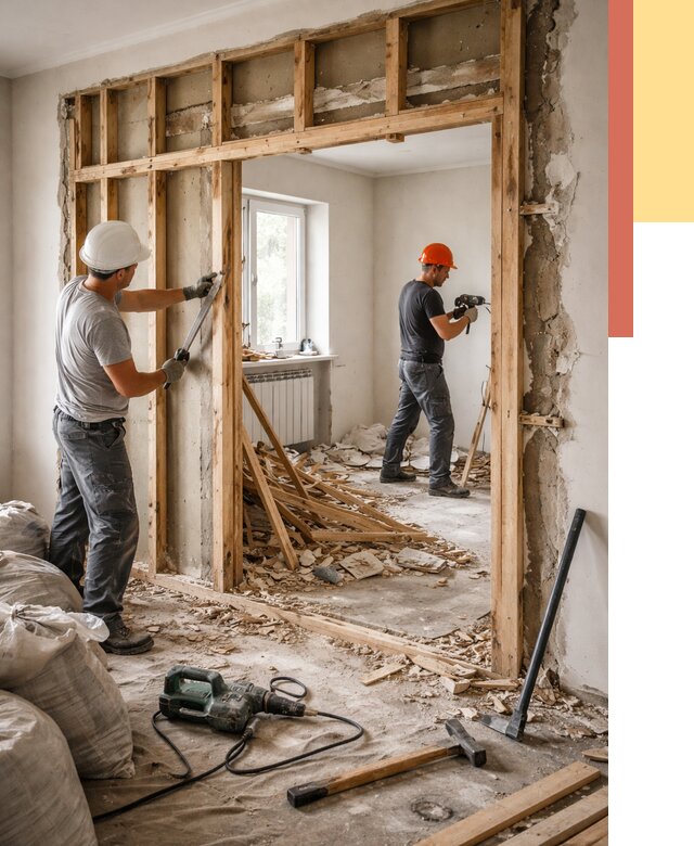 Демонтаж деревянных перегородок в Сызрани от 3242 руб. — быстро и недорого | ОТДЕЛОЧНИК-Сзр