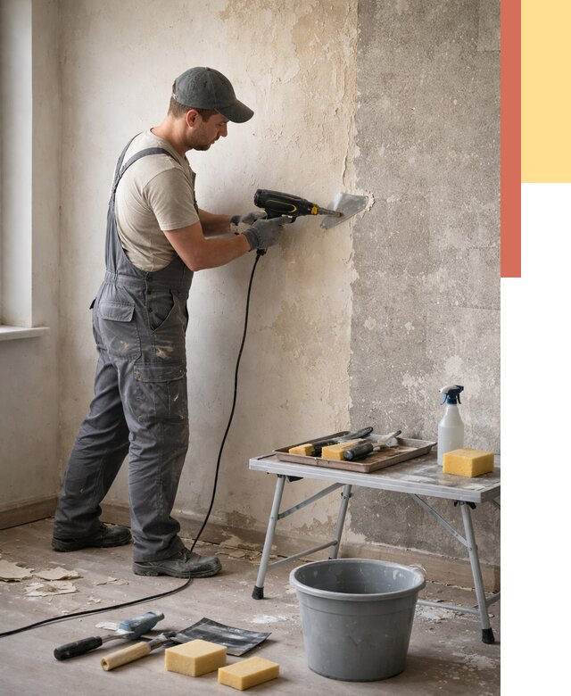 Очистка стен от клея в Сызрани от 1874 руб. — снятие и удаление клея со стен | ОТДЕЛОЧНИК-Сзр