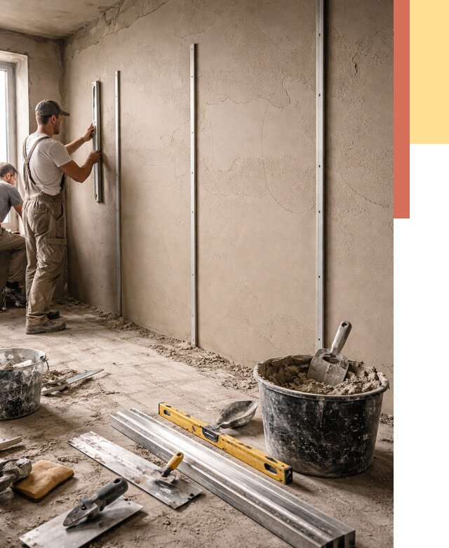 Штукатурка стен по маякам в Сызрани от 5572 руб./м² — выравнивание под ключ | ОТДЕЛОЧНИК-Сзр