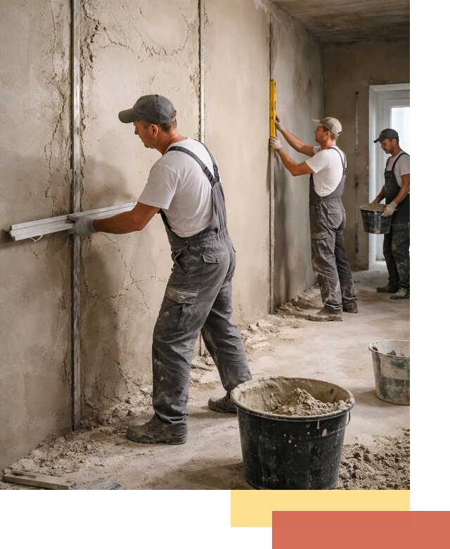 Штукатурка стен по маякам в Сызрани — точная и ровная поверхность