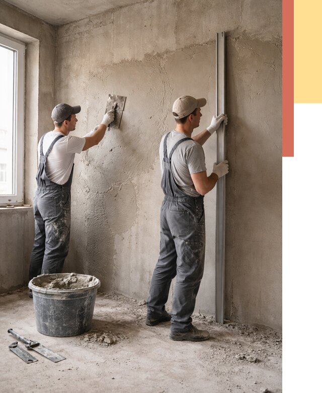 Штукатурка бетонных стен в Сызрани от 4559 руб/м² — качественно и быстро | ОТДЕЛОЧНИК-Сзр