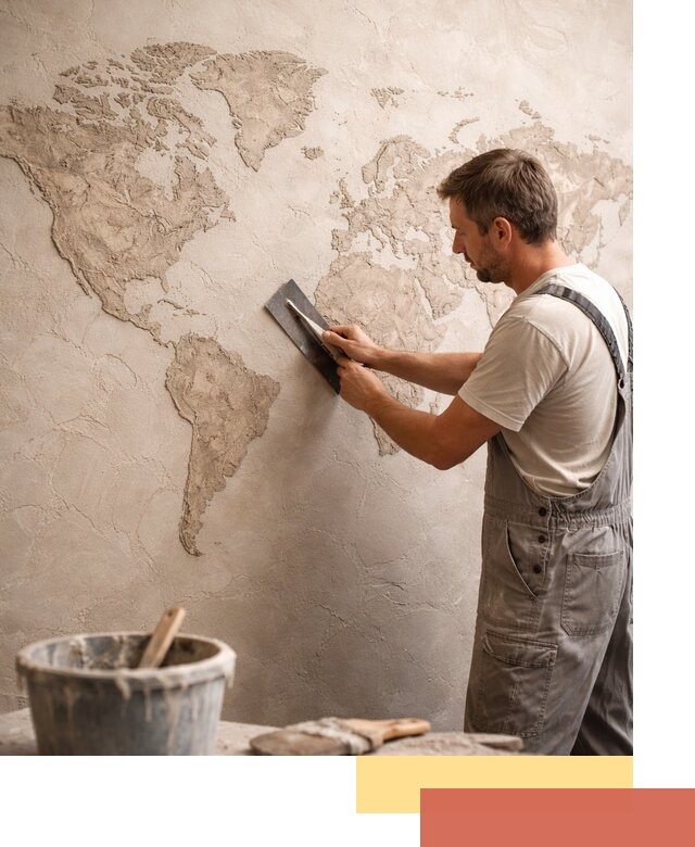 Декоративная штукатурка «Карта мира» под ключ в Сызрани