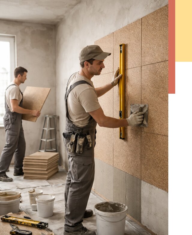 Монтаж пробковых панелей на стены в Сызрани от 3546 руб. — ОТДЕЛОЧНИК-Сзр