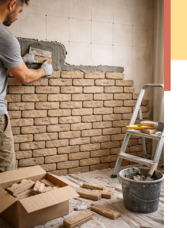 Монтаж декоративного кирпича в Сызрани от 3242 руб./м² — быстро и недорого | ОТДЕЛОЧНИК-Сзр