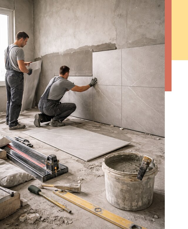 Облицовка стен керамогранитом в Сызрани от 4255 руб./м² — услуги под ключ | ОТДЕЛОЧНИК-Сзр