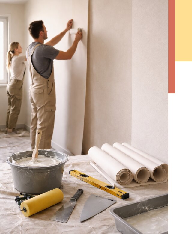 Поклейка бумажных обоев в Сызрани от 5572 руб./м2 — быстро и недорого | ОТДЕЛОЧНИК-Сзр