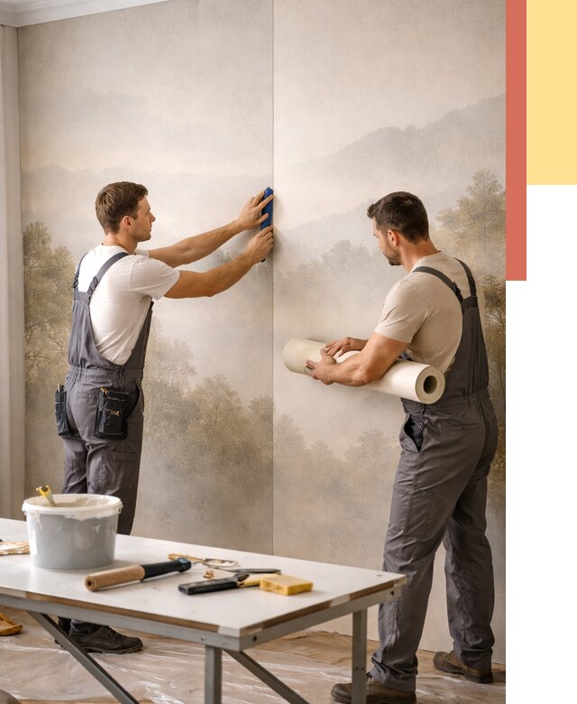 Поклейка фотообоев в Сызрани от 8611 руб/м² — быстро и недорого | ОТДЕЛОЧНИК-Сзр