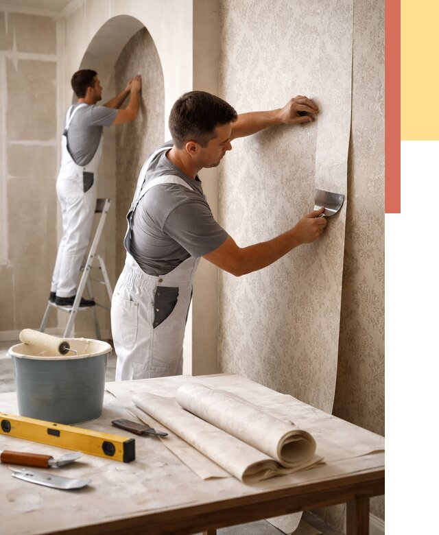 Поклейка обоев на сложные стены в Сызрани от 2836 руб. под ключ | ОТДЕЛОЧНИК-Сзр