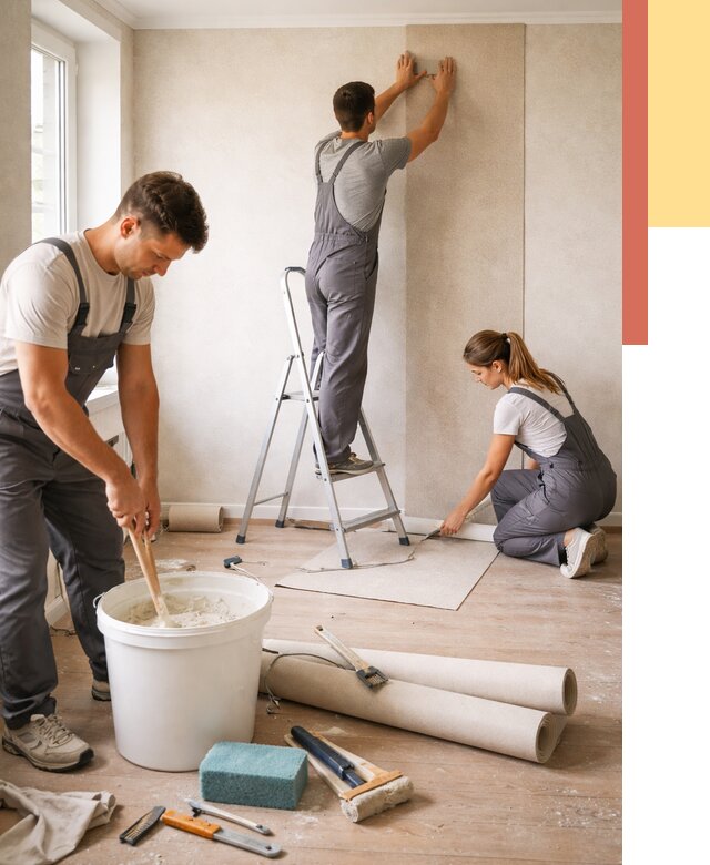 Оклейка стен обоями в Сызрани от 3546 руб/м2 — быстро и недорого | ОТДЕЛОЧНИК-Сзр