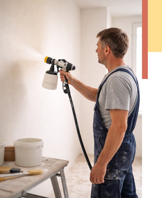 Покраска стен краскопультом в Сызрани от 7598 руб. — механизированная покраска | ОТДЕЛОЧНИК-Сзр