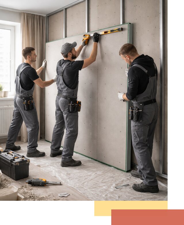 Шумоизоляция стен панелями ЗИПС в Сызрани для жилых и коммерческих помещений