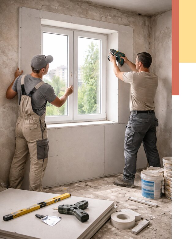 Монтаж откосов из гипсокартона в Сызрани от 4559 руб. под ключ | ОТДЕЛОЧНИК-Сзр