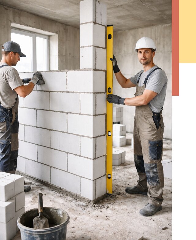 Кладка перегородок из пеноблока в Сызрани от 1823 руб. под ключ | ОТДЕЛОЧНИК-Сзр