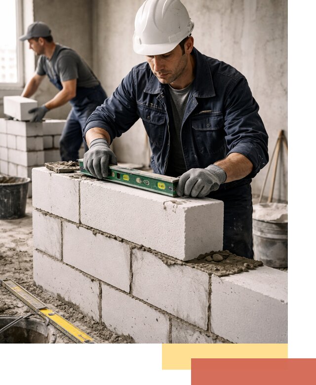 Кладка перегородок из пеноблока под ключ в Сызрани