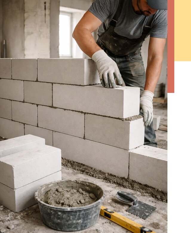 Кладка перегородок из силикатного блока в Сызрани от 4052 руб. под ключ | ОТДЕЛОЧНИК-Сзр