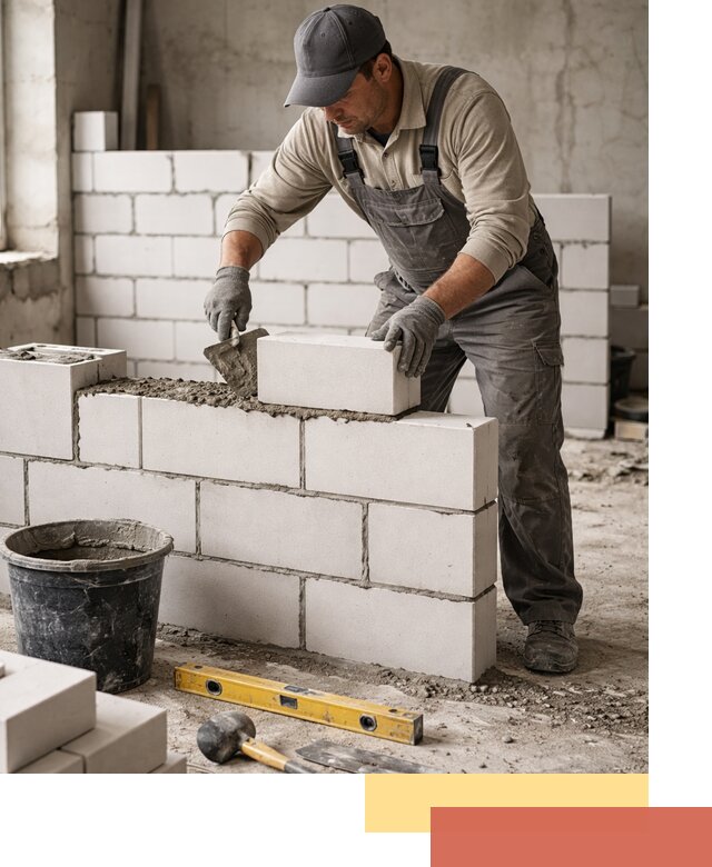 Кладка перегородок из силикатного блока в Сызрани