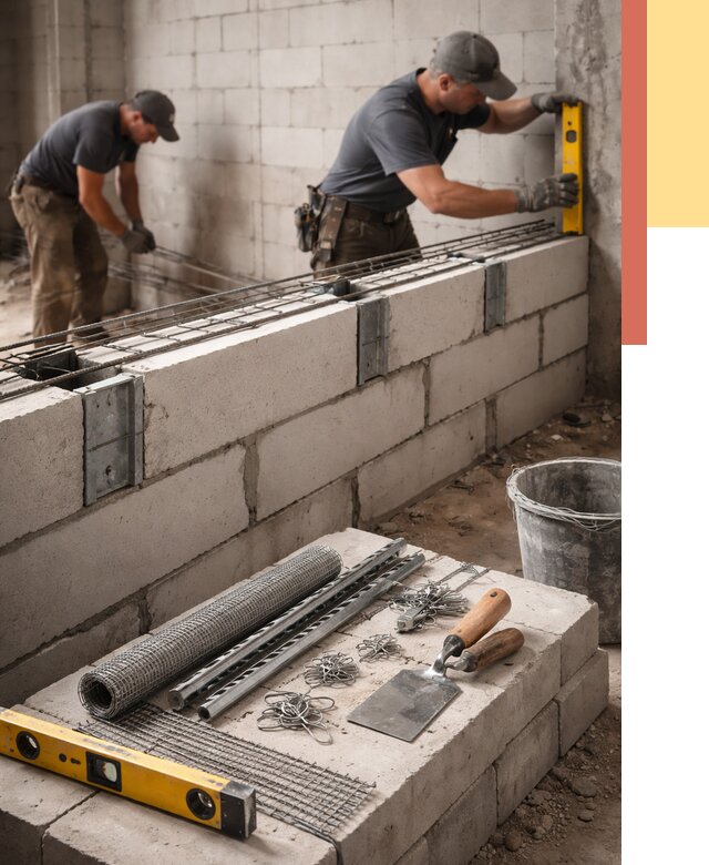 Армирование кладки перегородок в Сызрани от 760 руб. под ключ | ОТДЕЛОЧНИК-Сзр