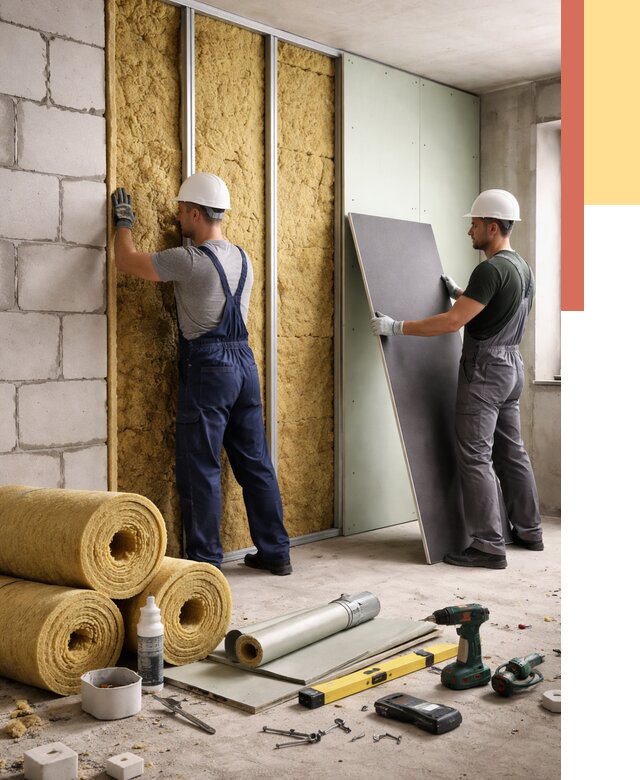 Шумоизоляция перегородок из блоков в Сызрани от 1874 руб./м² — быстро и недорого | ОТДЕЛОЧНИК-Сзр