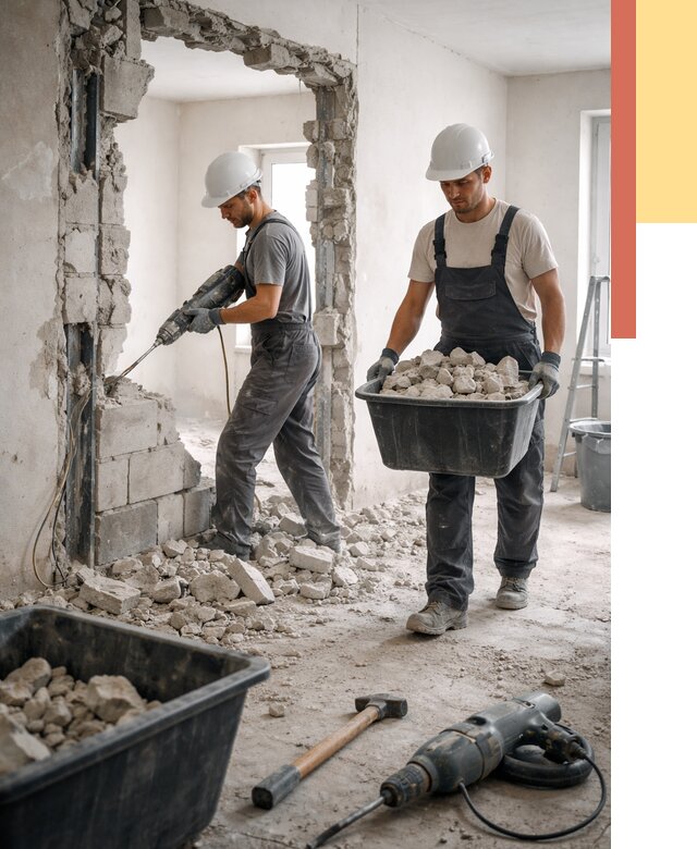 Демонтаж блоковых перегородок в Сызрани от 3799 руб. — быстро и недорого | ОТДЕЛОЧНИК-Сзр