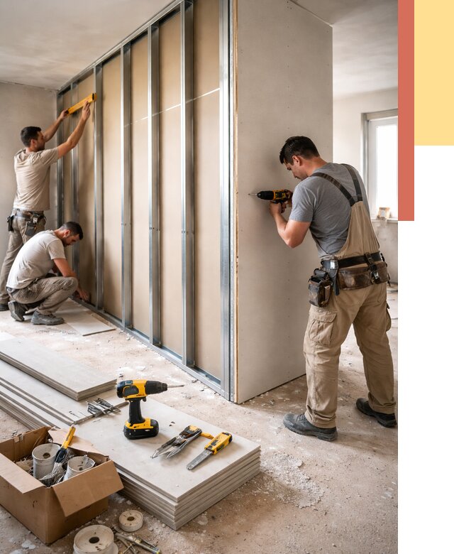 Монтаж однослойной перегородки из гипсокартона в Сызрани от 658 руб. | ОТДЕЛОЧНИК-Сзр