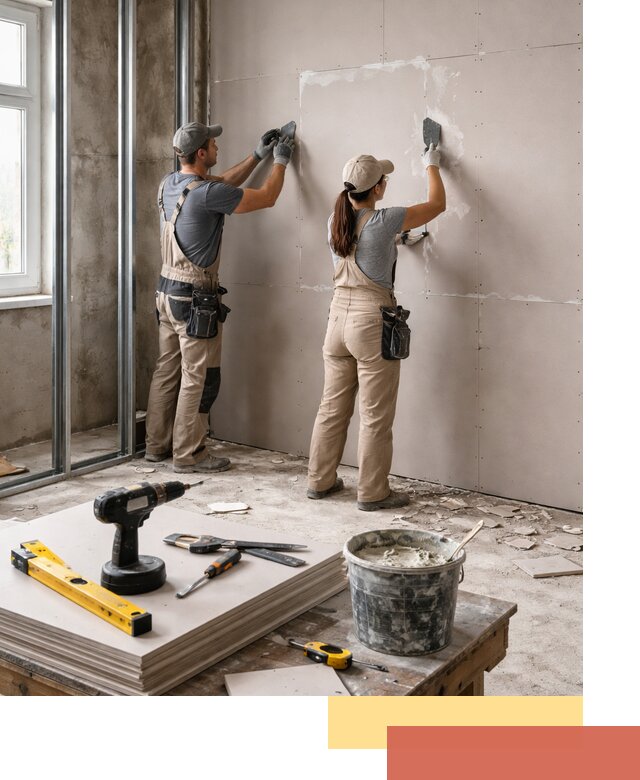 Монтаж двухслойной перегородки из гипсокартона в Сызрани