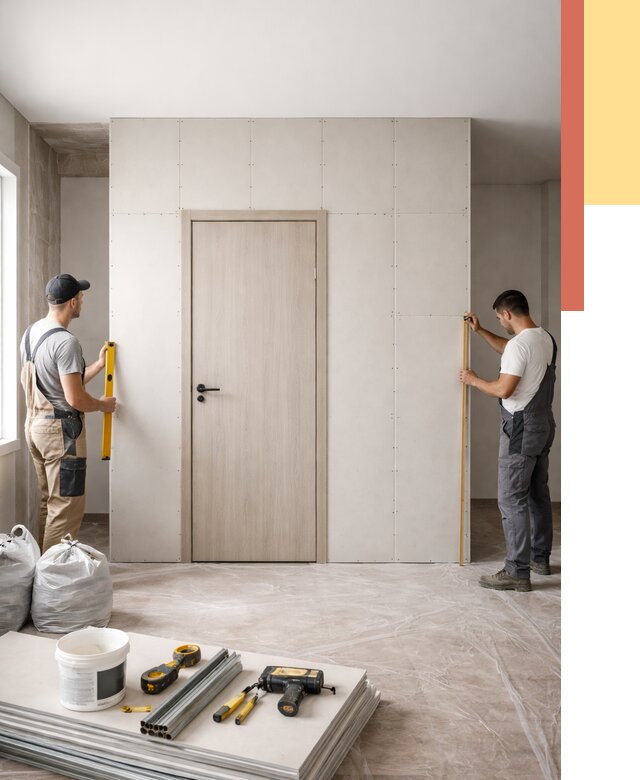 Перегородка из гипсокартона с дверью в Сызрани от 4559 руб. под ключ | ОТДЕЛОЧНИК-Сзр