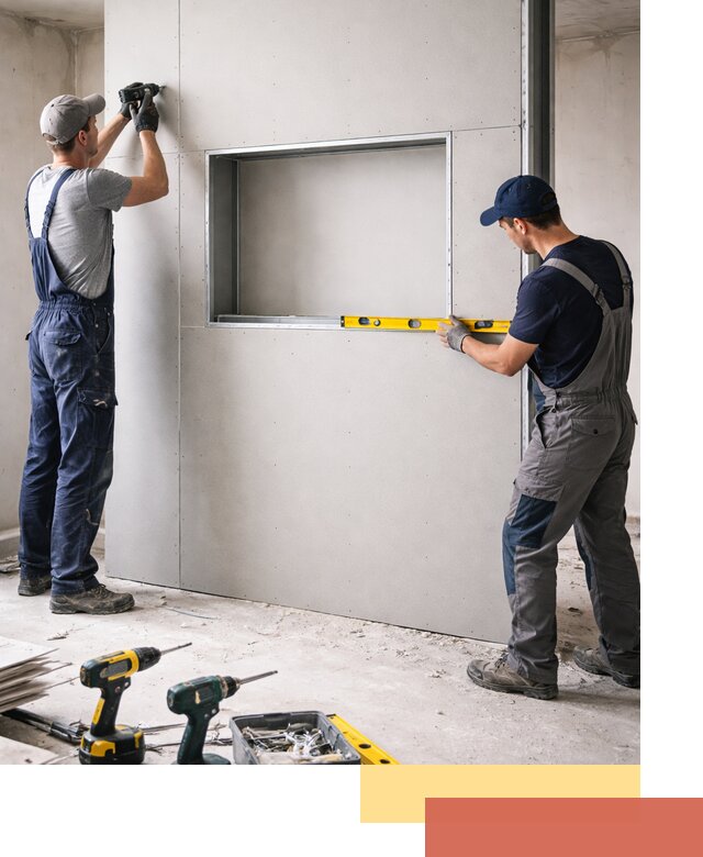 Перегородка из гипсокартона с нишей под декор в Сызрани