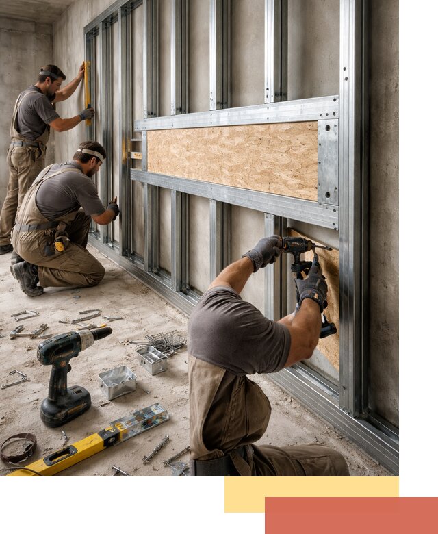 Усиленная перегородка для крепления тяжёлых конструкций в Сызрани