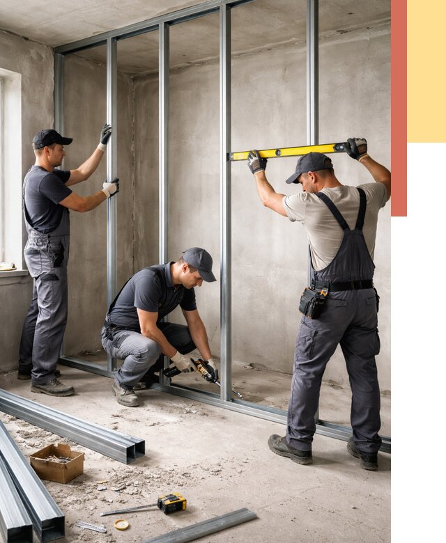 Монтаж каркаса перегородки из профиля в Сызрани от 760 руб. | ОТДЕЛОЧНИК-Сзр