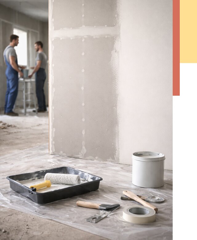 Покраска перегородок из гипсокартона в Сызрани от 4559 руб. под ключ | ОТДЕЛОЧНИК-Сзр