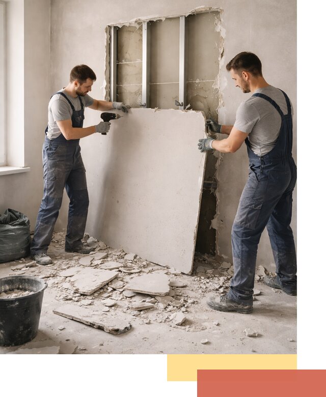 Демонтаж перегородки из гипсокартона в Сызрани быстрый и аккуратный