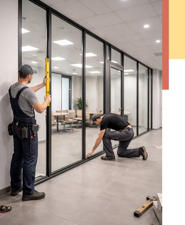 Каркасные стеклянные перегородки в Сызрани под ключ от 9320 руб. | ОТДЕЛОЧНИК-Сзр