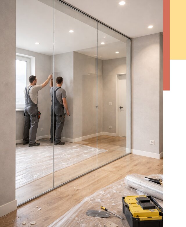 Безрамные стеклянные перегородки в Сызрани — монтаж от 9624 руб. | ОТДЕЛОЧНИК-Сзр