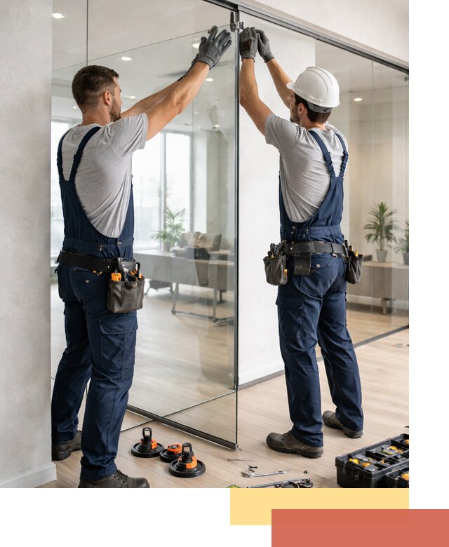 Безрамные стеклянные перегородки под ключ в Сызрани