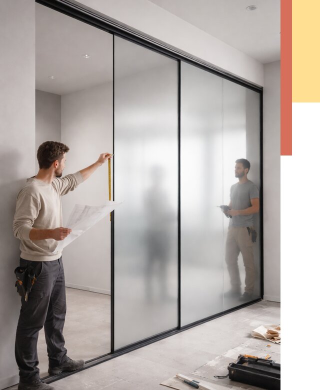 Матовые стеклянные перегородки в Сызрани от 8611 руб. — монтаж и установка | ОТДЕЛОЧНИК-Сзр