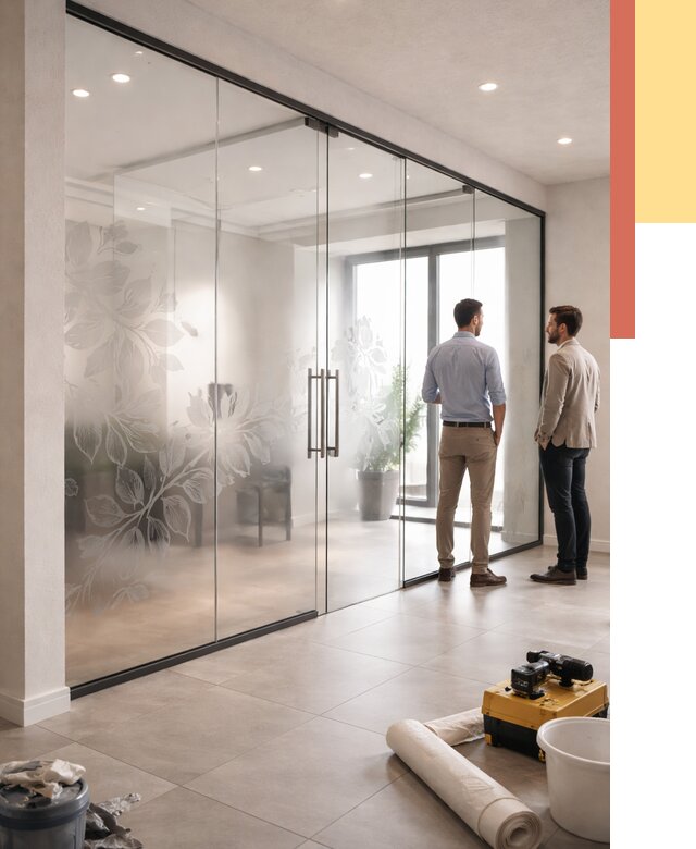 Стеклянные перегородки с рисунком в Сызрани от 12663 руб. монтаж и нанесение | ОТДЕЛОЧНИК-Сзр