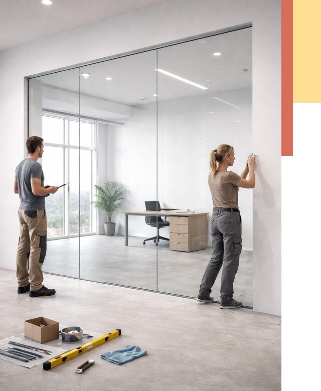 Перегородки из закаленного стекла в Сызрани от 9624 руб. под ключ | ОТДЕЛОЧНИК-Сзр