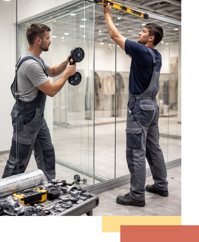 Стеклянные перегородки для магазинов в Сызрани — монтаж и установка