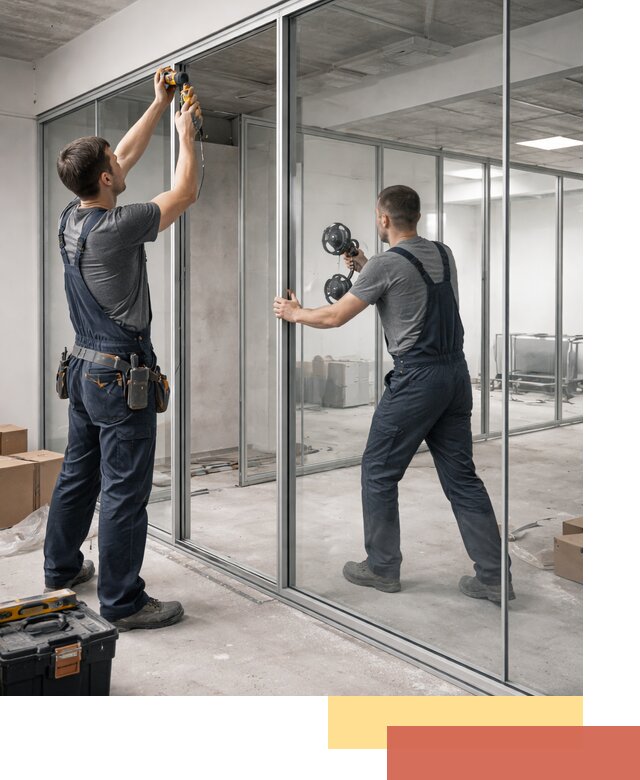 Алюминиевые перегородки со стеклом в Сызрани — изготовление и монтаж