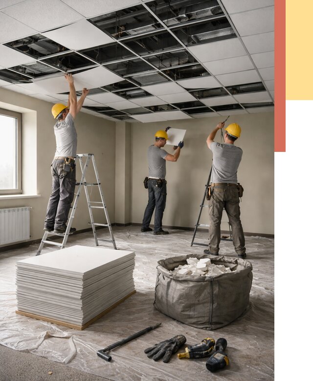 Демонтаж потолка Армстронг в Сызрани от 4559 руб. быстро и недорого | ОТДЕЛОЧНИК-Сзр