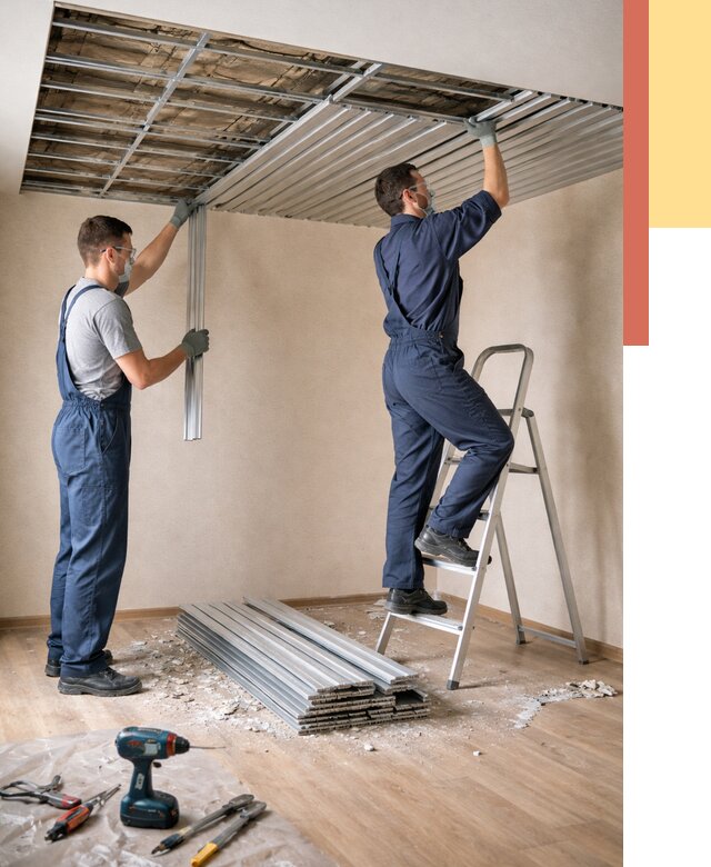 Демонтаж реечного потолка в Сызрани от 4559 руб. быстро и недорого | ОТДЕЛОЧНИК-Сзр