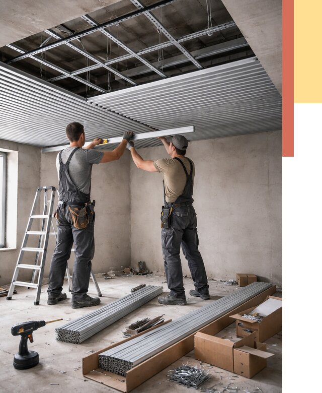 Монтаж реечного потолка в Сызрани от 4559 руб. под ключ | ОТДЕЛОЧНИК-Сзр