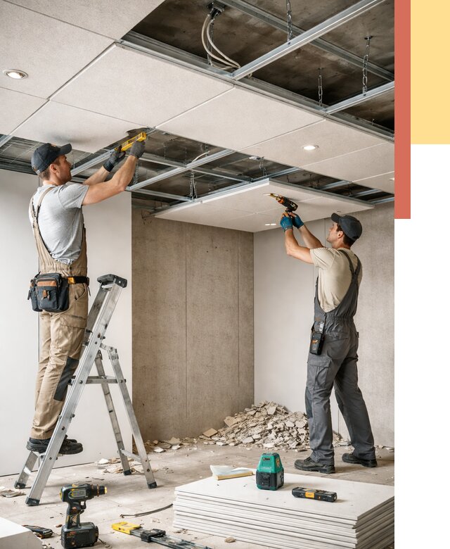 Монтаж акустического потолка в Сызрани от 6585 руб/м2 — быстро и недорого | ОТДЕЛОЧНИК-Сзр