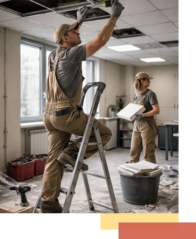 Ремонт потолка Армстронг и замена плит в Сызрани