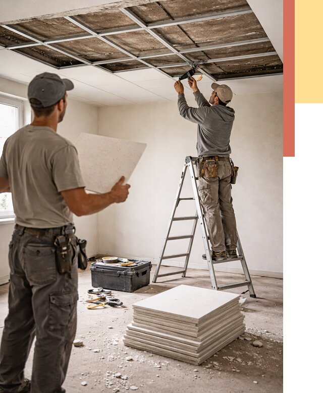 Замена плит подвесного потолка в Сызрани от 1773 руб. быстро и недорого | ОТДЕЛОЧНИК-Сзр