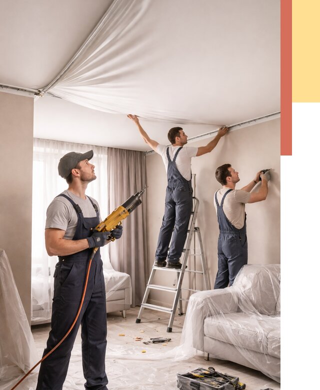 Установка натяжного потолка в Сызрани от 4559 руб. | Быстро и недорого — ОТДЕЛОЧНИК-Сзр